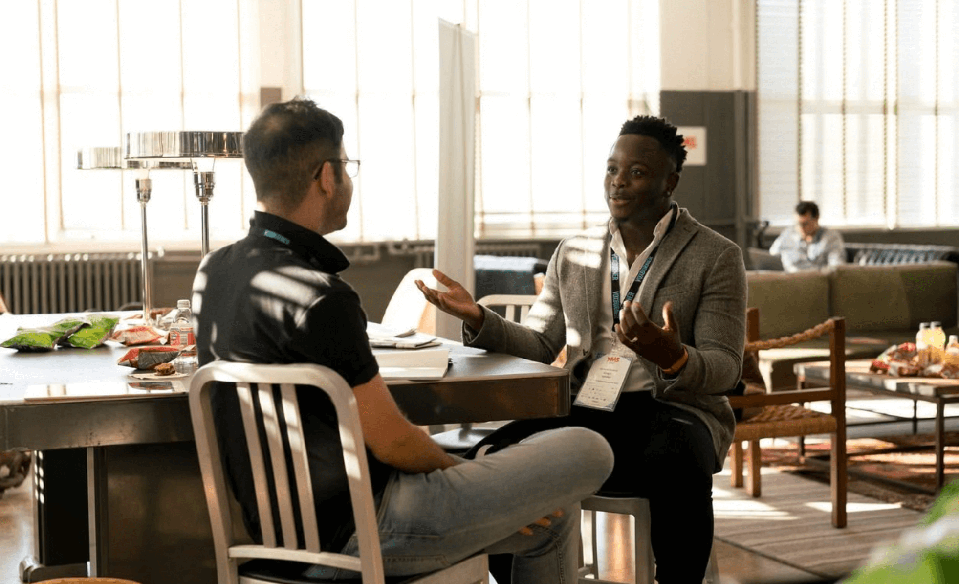 Two leaders in a strategic planning conversation
